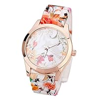 Wrist Watches Girl Printed Silicone Quartz Watch Flower OR Causal Women Wind up Watches for Men No Battery