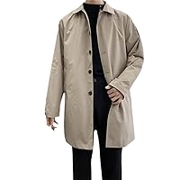 Men's Jackets Spring Single Breasted Medium-Long Trench Coat Male Solid Color Windbreaker Plus Size