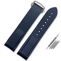 Suitable for Omega Watchband 20mm 22mm Silicone Watch Band with Folding Clasp Curved End WristRubber Straps (Color : 10mm Gold Clasp, Size : 22mm)