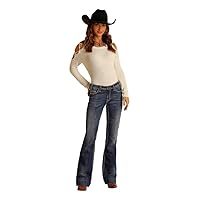 Rock and Roll Cowgirl womens Mid-rise Trouser Jeans in Dark Vintage W8m9516