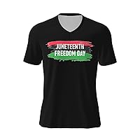 Juneteenth Freedom Day Flag T-Shirts Man's Casual Shirt V-Neck Short Sleeve Top