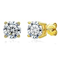 4mm 0.3ct D Color VVS1 Moissanite with Certification 925 Sterling Silver 18K Gold Plated Stud Earrings