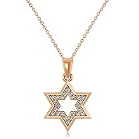 14k Gold Diamond Accented Star of David Pendant Necklace (0.24ct)