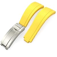 Rubber Watchband 20mm 21mm Fit for Rolex Submariner GMT Daytona Oyster Perpetual Yacht Master Slide Lock Buckle Silicone Strap (Color : Yellow, Size : 20mm)