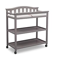 Bell Top Changing Table with Wheels and Changing Pad, Greenguard Gold Certified, Grey