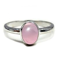 Choose Your Color Oval Natural Gemstone Promise Rings Sterling Silver Handcrafted Sizes 5 to 12
