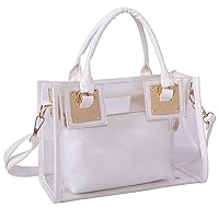 2-Pcs Handbags Women Clear Purse Jelly Small Tote Bag Transparent Satchel Bags Beach Crossbody Shoulder Bag Zip Wallet