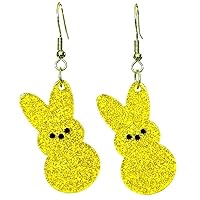 Easter Dangle Earrings Cute Funny Acrylic Colorful Glitter Rabbit Egg Bunny Sparkle Spring Earrings For Women Girls Fashion Holiday Happy Easter Jewelry Gift