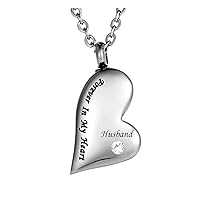 misyou Ashes Necklace Husband Forever in My Heart Stainless Steel Keepsake Waterproof Memorial Pendant