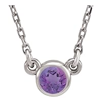 14k White Gold 4mm Amethyst Polished Amethyst Necklace Jewelry Gifts for Women