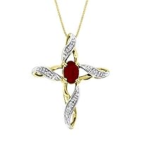 Rylos 14K White Gold Cross Necklace with Gemstone & Diamonds Pendant - 7X5MM Birthstone Accent - Enchanting Women's Jewelry with 18