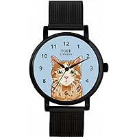 Ginger Tabby Cat Watch Ladies 38mm Case 3atm Water Resistant Custom Designed Quartz Movement Luxury Fashionable