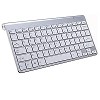 Zedo Wireless Bluetooth Keyboard, Low-noise Ultra-thin Mini 2.4G Wireless Desktop Cordless Keyboard for PC Laptop Windows (Silver)