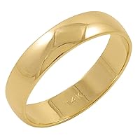 Classic 5mm 14K White or 14K Yellow Gold Traditional Classic Plain High Polished Wedding Band for Men or Women (Sizes 8-14)