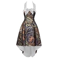 Women's Halter Camo Prom Dresses High Low Homecoming Dress Camouflage Bridesmaid Gown