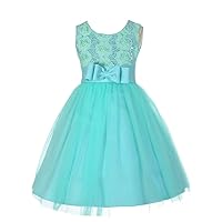 Dressy Daisy Girls Wedding Flower Girl Tulle Dress Pageant Gown Fancy Party Outfit for Special Occasion Turquoise Green