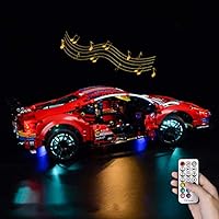 RC LED Light Kit for Lego Technic Ferrari 488 GTE “AF Corse #51”42125, Lighting Kit Compatible with Lego 42125 (Not Include Building Block Set) (RC with Sound)