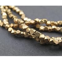 Cornerless Cube Beads - Full Strand of Faceted Ethnic Metal Spacers - The Bead Chest (2mm, Antiqued Brass)