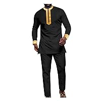 African Suits for Men Tracksuit Dashiki Embroidery Shirts and Pant 2 Piece Set Ankara Outfits