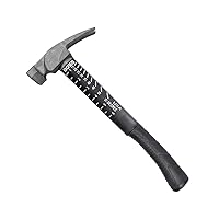 Boss Hammer Construction Grade Ti64 Titanium Hammer with Tough-Fiber Shock-Absorbing Fiberglass Handle - 16 oz, No-Slip Grip, Milled Faced - BH16TIPFM