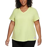 Calvin Klein Performance Womens Plus V-Neck Fitness Pullover Top Green 1X