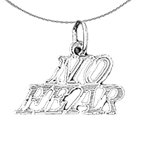 Silver Saying Necklace | Rhodium-plated 925 Silver No Fear Saying Pendant with 18