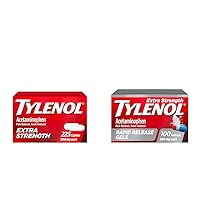 Tylenol Extra Strength 500mg Acetaminophen Caplets (225 Count) and Rapid Release Gelcaps (100 Count) Pain Reliever and Fever Reducer Bundle