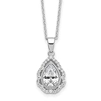 Cheryl M 925 Sterling Silver Rhodium Plated Brilliant cut CZ Teardrop Necklace With 2 Inch Extender 18 Inch Jewelry for Women
