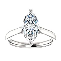 Kiara Gems 3.90 CT Marquise Diamond Moissanite Engagement Ring Wedding Ring Eternity Band Solitaire Halo Hidden Prong Silver Jewelry Anniversary Promise Ring