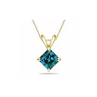 June Birthstone - Lab created Princess Cut Alexandrite Solitaire Pendant in 14K Yellow Gold Available in 4MM-7MM