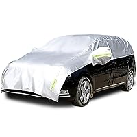 Half Car Cover All Weather Car Body Covers Outdoor Indoor for All Season Waterproof Dustproof UV Resistant Snowproof Universal 210D Oxford Fabric (Fit MPV/SUV Length 185'' to 195'')