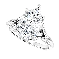 Moissanite Engagement Ring, 2CT Colorless Stone, 925 Sterling Silver Setting with 18K Gold Accent Band