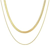 14K Gold Plated Dainty Choker Necklace for Women Girls | Snake Chain, Cuban Link, Paperclip, Ball Beaded Chain, Natural Freshwater Pearl Necklace Fashion Jewelry for Gift