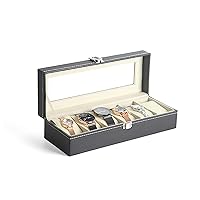Men's Watch Display Storage Box, 6-Slot Multi-Function Women's Jewelry Bracelet Watch Case, Detachable Bezel 0104B