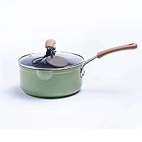 Stainless Steel Non Stick Pan, Induction Pan Wok Smoke Free Uncoated Gas Cooker Pan with Glass Lid