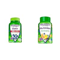 Vitafusion Extra Strength Biotin 5,000 mcg and MultiVites Gummy Vitamins Bundle, 100 + 150 Count