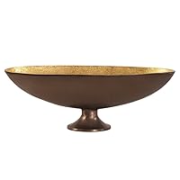 Howard Elliot Medium, Seascape Natural Oblong Bronze Footed Bowl with Gold Luster