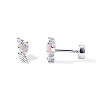 PAVOI 14K Gold Plated Solid 925 Sterling Silver Post Cubic Zirconia Flat Back Earrings for Women | Cartilage Earring | Helix Piercing Jewelry | Small Stud Earrings | Trinity, Pearl, Marquise, Opal