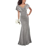 Women's Velvet Formal Dresses Off Shoulder Mermaid Evening Prom Dress Bodycon Party Bridesmaid Dress 2023