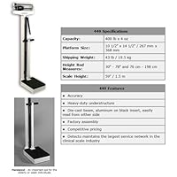 Detecto Mechanical Physician Scale, Eye Level with Handpost and Height Rod, 400lbs., Model#449, Made in the USA