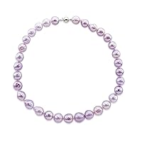 14K White Gold 11.0-14.0mm Lavender Edison Freshwater Cultured Pearl Necklace 18 Inches Princess Length