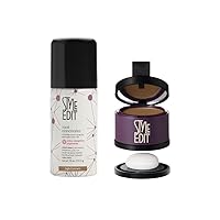 Style Edit Travel Size Root Concealer and Touch Up Powder Duo to Cover Up Roots and Grays, Light Brown Hair Color