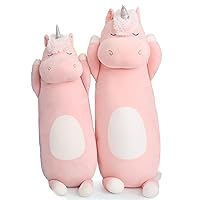MorisMos 2 Packs Unicorn Body Pillows, 36.2'' Big Unicorn Stuffed Animal Body Pillow, 23.6'' Soft Plush Unicorn Pillow Gift for Girl Kid, Hugging Plush Pillow for Christmas Baby Shower Birthday,Pink