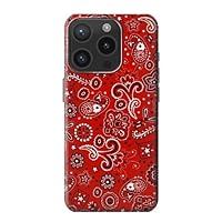 jjphonecase R3354 Red Classic Bandana Case Cover for iPhone 15 Pro