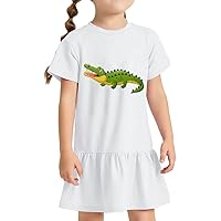 Crocodile Toddler Rib Dress - Cute Cartoon Girls' Dress - Awesome Toddler Dress