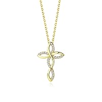 Cross Necklace 925 Sterling Silver/10K/14K/18K Gold Pendant 18 inches + 2 inches adjustable Chain for Women