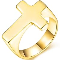 Jude Jewelers Stainless Steel Christian Sideways Cross Signet Style Ring
