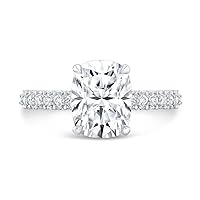 Siyaa Gems 3 CT Cushion Diamond Moissanite Engagement Rings Wedding Ring Eternity Band Solitaire Halo Hidden Prong Silver Jewelry Anniversary Promise Ring Gift