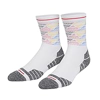 1 Pair White Gray Compression Running Sock Size Regular #MNBP
