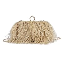 Women Ostrich Feather Purse Tote Bag Crossbody Shoulder Fluffy Purse Party Bag Evening Handbag for Wedding Anniversary